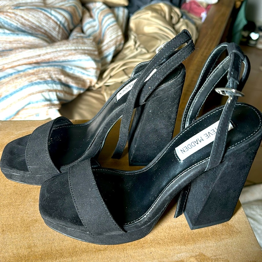Chunky black heels